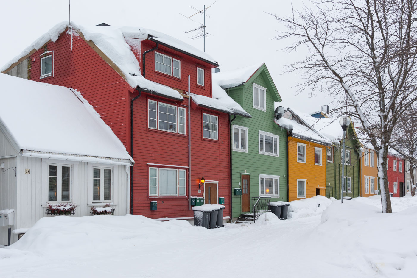 Maisons traditionnelles dans le centre de Tromso